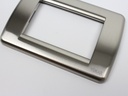 16753.34 Brushed Nickel 3 Module Cover Plate, Round Corners
