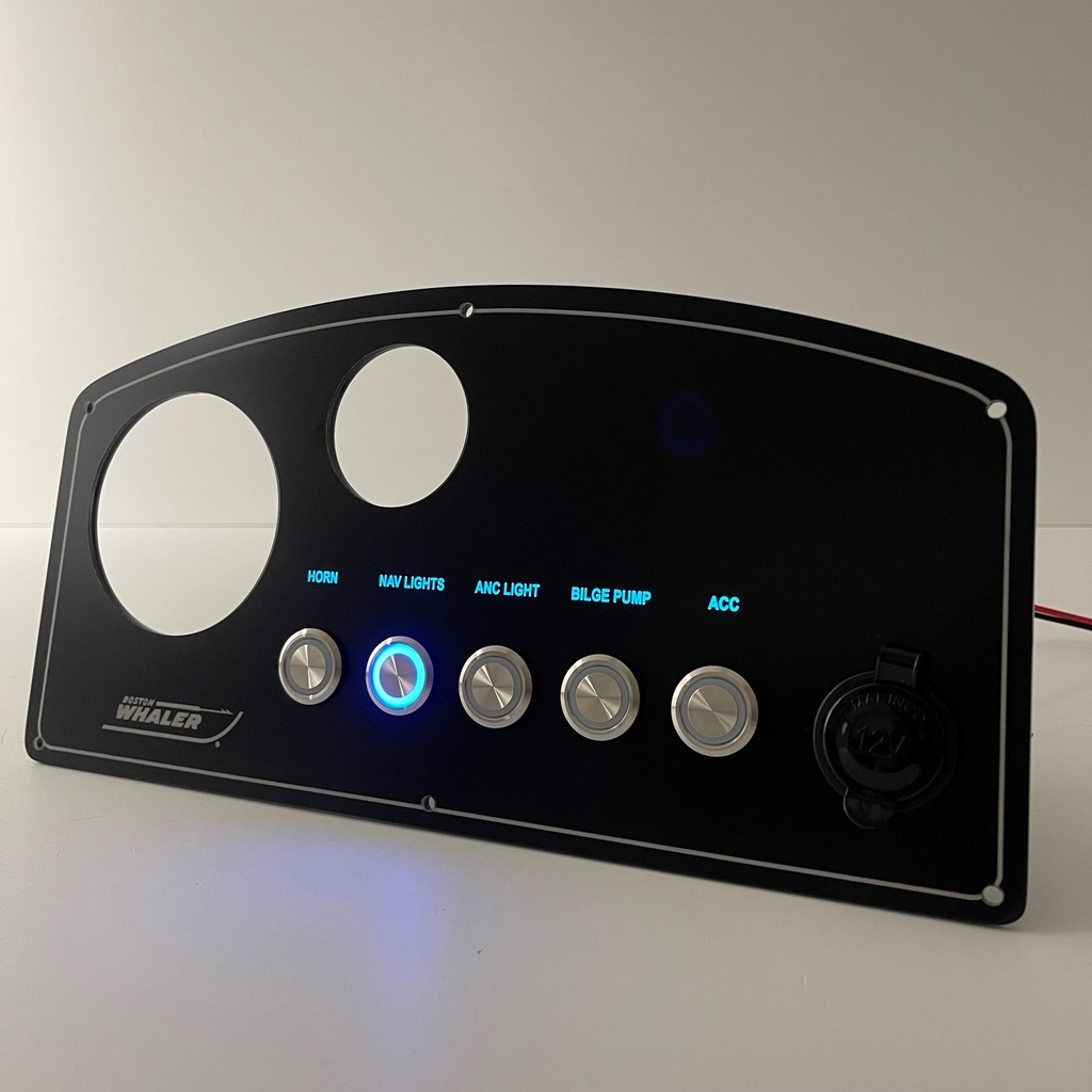Boston Whaler Dash Instrument Panel 16 Dauntless 15-17 Montauk - Fully Wired Replacement Panel w/ Pushbutton Switches