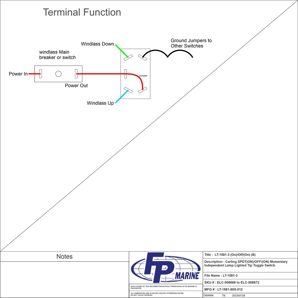 LT-1581 SPDT (ON)/OFF/(ON) Momentary w/ Independent Lamp. 5 terminal