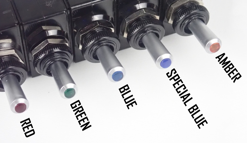 LT-2561 ON/OFF/ON DP Blue/Satin lighted tip toggle switch