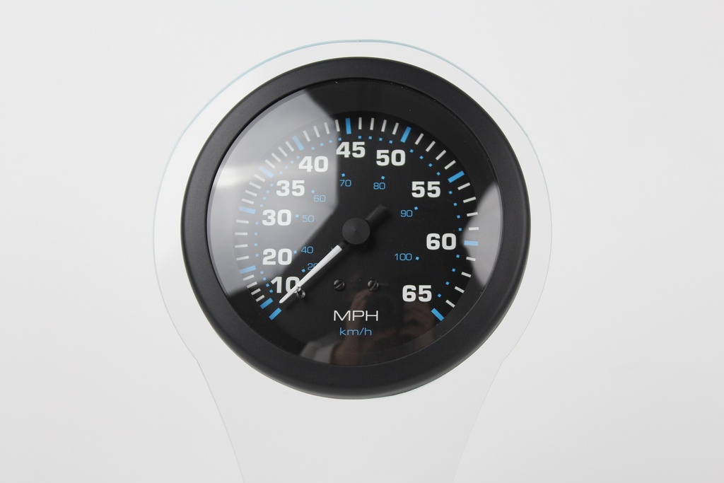 Eclipse Blk-Wh-Blu Speedometer, Head Only 65 MPH 3"