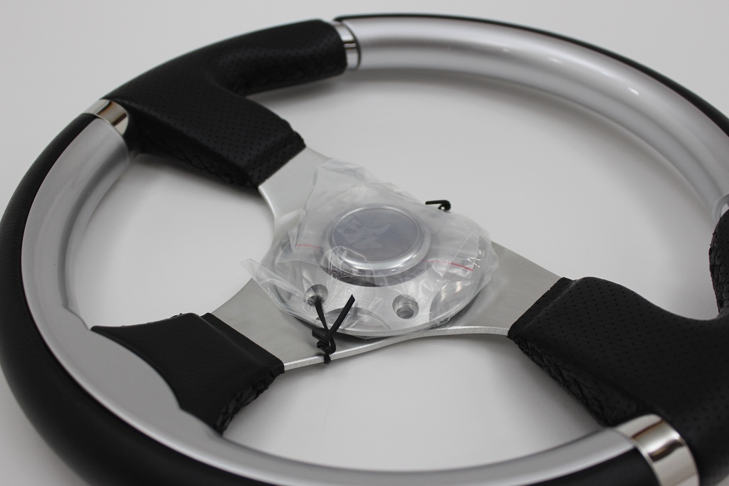 Steering Wheel Leather/Silver 3 Spoke - Kit 360