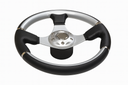 Steering Wheel Leather/Silver 3 Spoke - Kit 360