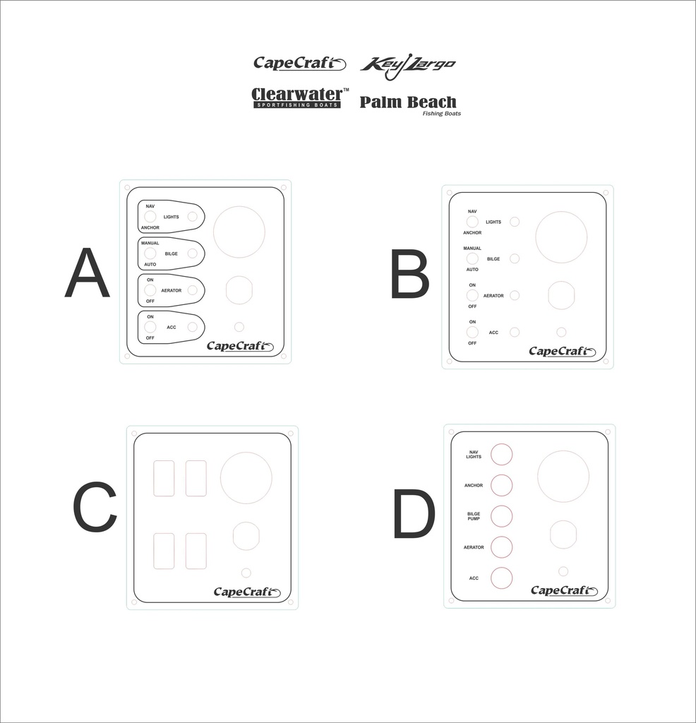 Cape Craft Key Largo Palm Beach Clearwater- Switch Panel