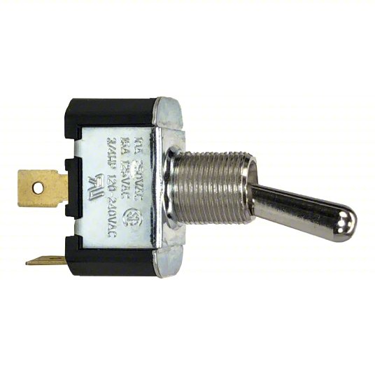 ON/OFF Single Pole Chrome Toggle Switch w/Tabs. Carling Part # 2FA53-73/Tabs