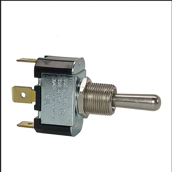 ON/OFF Single Pole Chrome Toggle Switch. Carling Part # 2FC53-73/Tabs