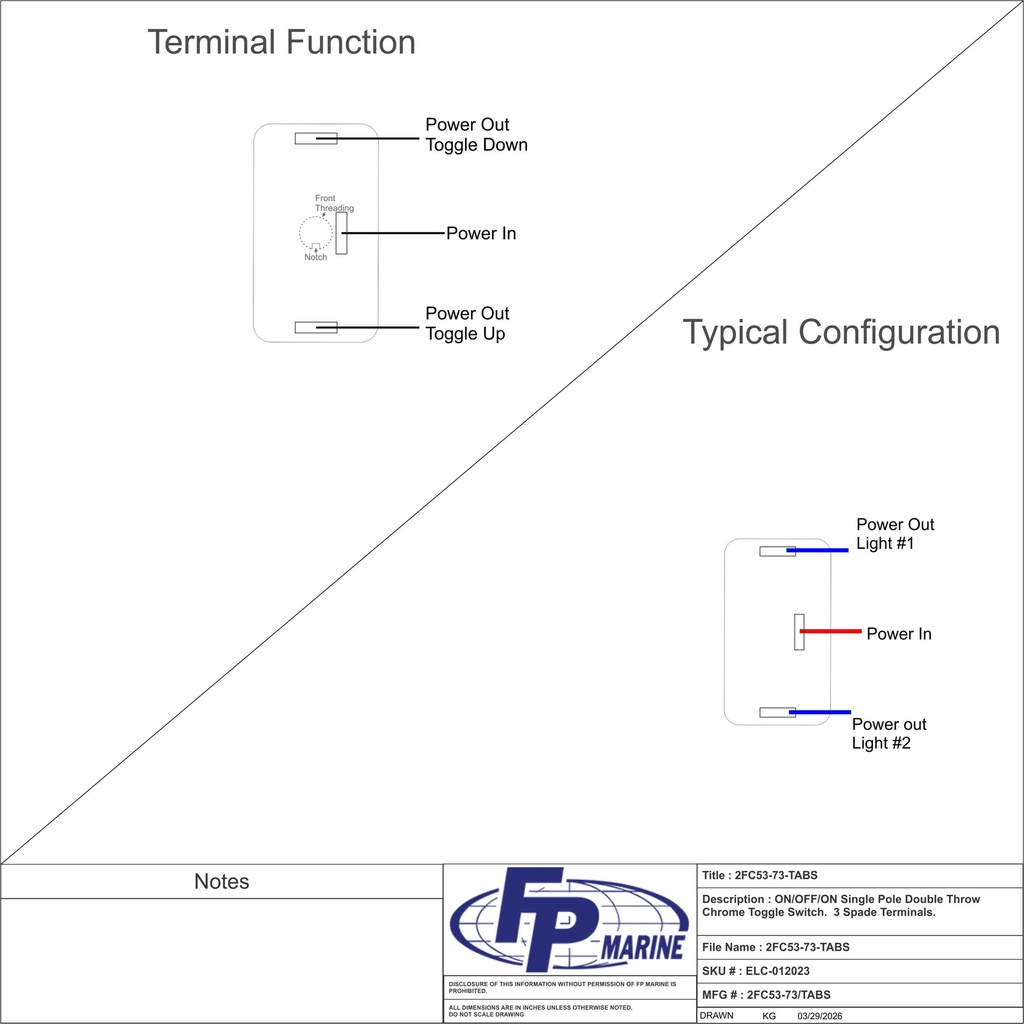 ON/OFF/ON Single Pole Chrome Toggle Switch. Carling Part # 2FC53-73/Tabs