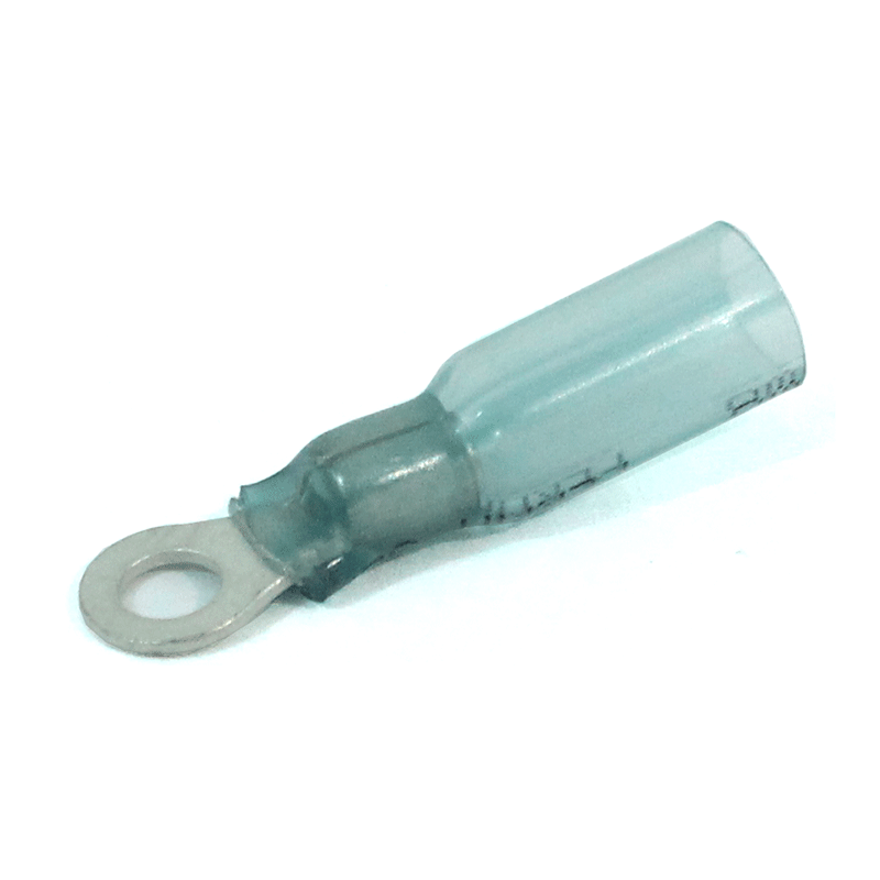 Perma-Seal Ring Terminal, Wire Gauge 16-14 AWG, Stud size #8, Heat Shrink Insulated