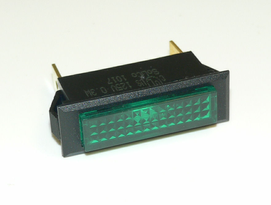 125VAC Rectangle Panel Indicator Light - Green