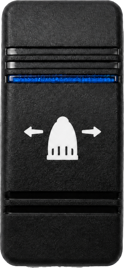C3-Y Carling Contura III Actuator - Black with single blue lens - Boat bow logo for bow thruster