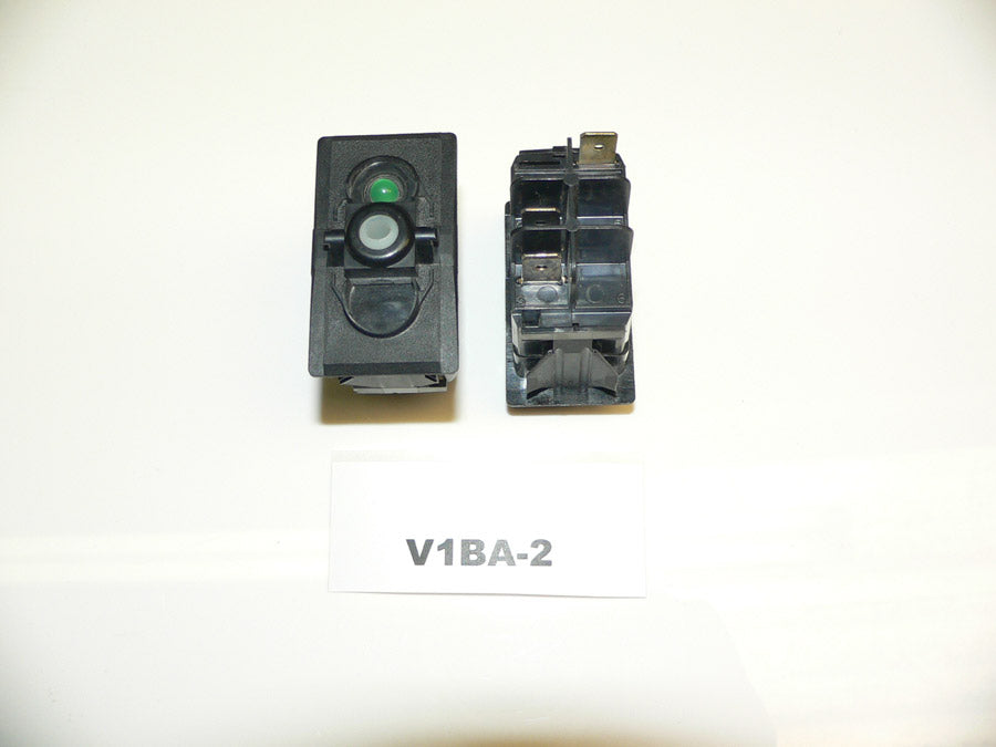 V1BA-2 Carling ON/OFF single pole V-series rocker switch w/24V green lamp