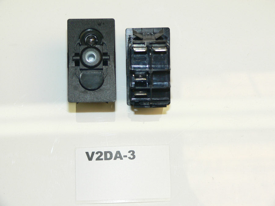 V2DA-3 Carling (ON)/OFF Momentary single pole rocker switch w/independent 12V lamp