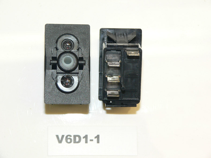 V6D1-1 Carling ON/OFF/ON single pole rocker switch DUAL LAMP for Maverick/Hewes