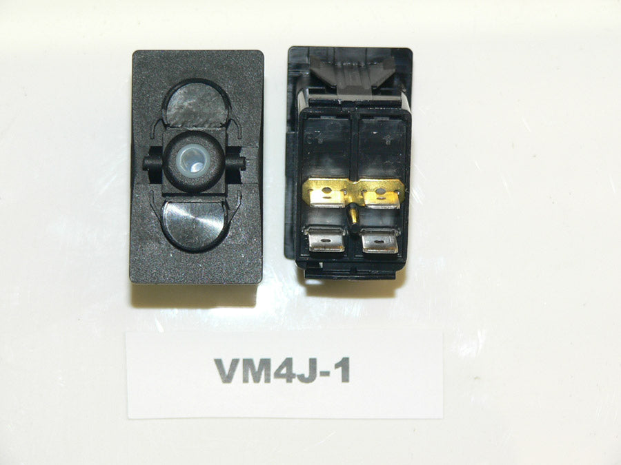 VM4J-1 Carling OFF/ON/(ON) double pole rocker switch w/jumper no lamps - Ignition switch