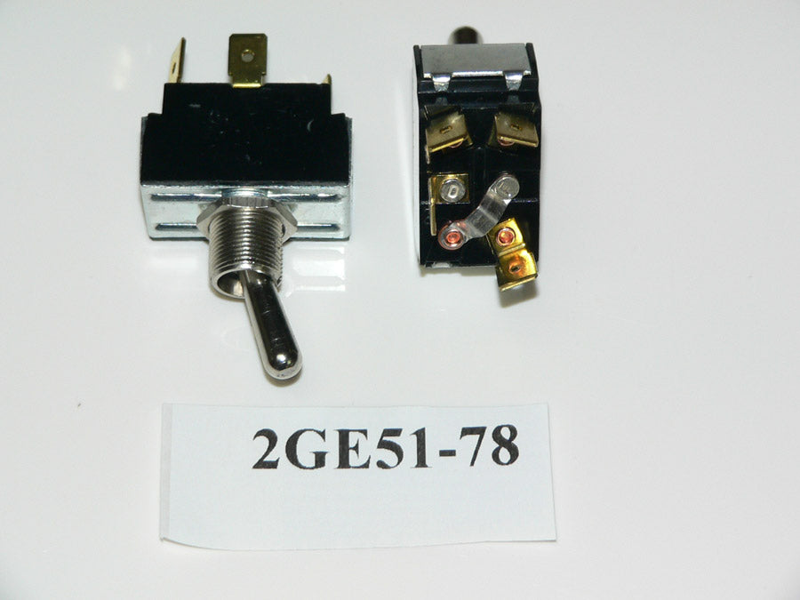 ON/ON/ON Carling Double Pole Chrome Toggle Switch. 2GE51-78 Spade Terminals.