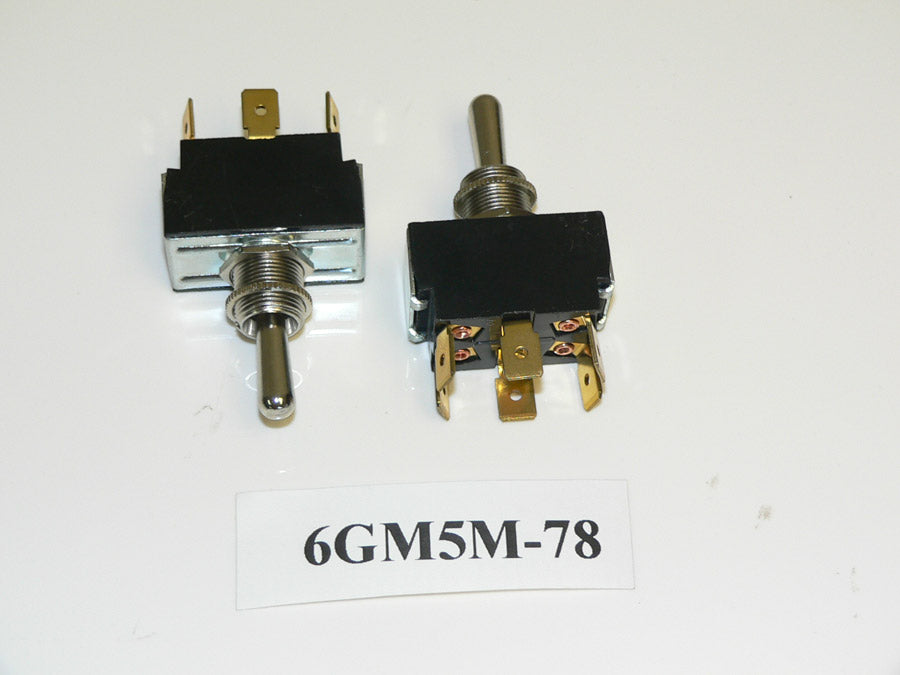 (ON)/OFF/(ON) Carling Double Pole Momentary Chrome Toggle Switch 6GM5M-78 Spade Terminals.