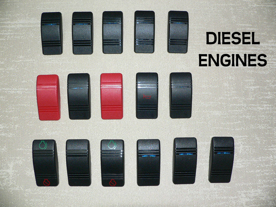 KIT - 400 Sedan Bridge & 420 Aft Cabin (Diesel Engines) 1997-2000 Replacement Carling Switch Covers/Actuators