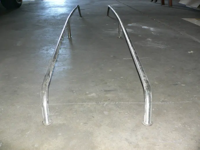 Stainless steel forward bow deck railings pair
