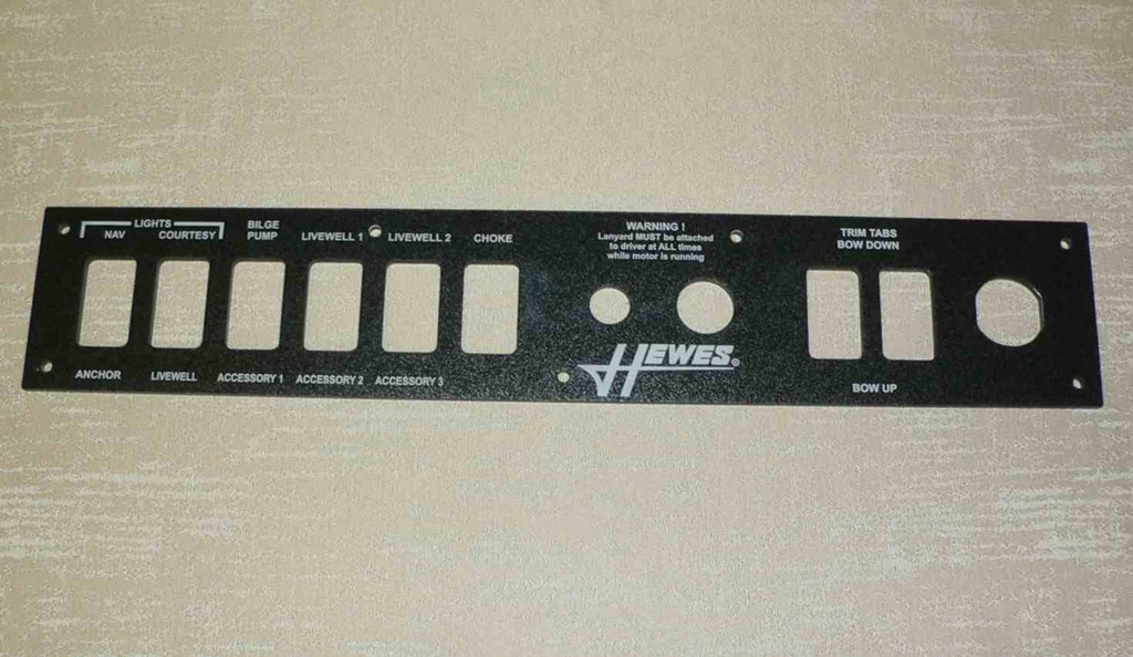 Reproduction Switch Panel for Hewes Boats Light Tackle