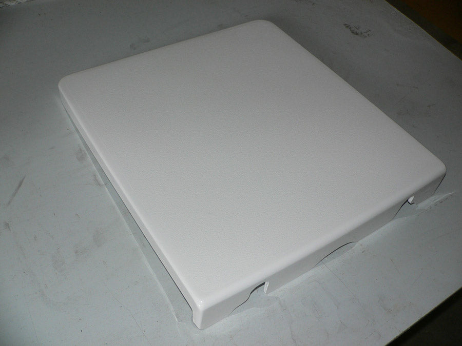 Fiberglass hatch cover for swim platform boarding and dive ladder -Sand non-skid surface