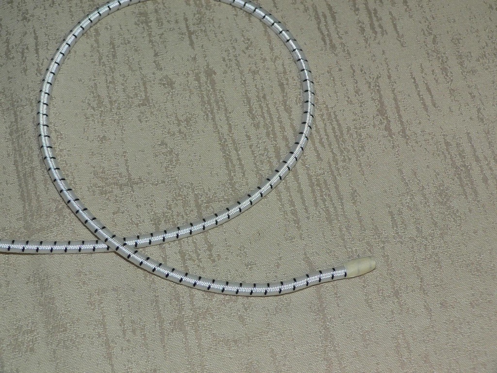 Bungee Cord 3/16"  White with Black Tracer (Per foot)