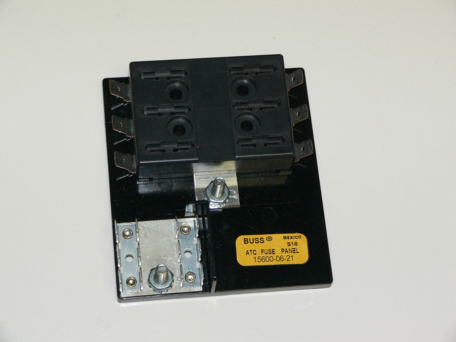 6 port fuse block with ground strip - spade term.