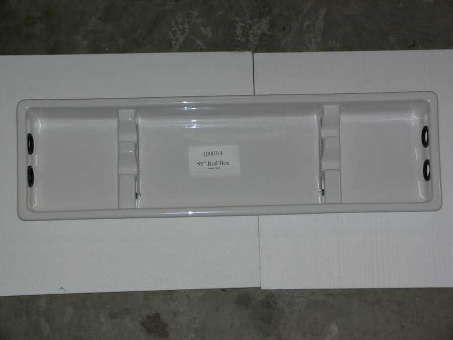 55" Fishing Rod gunnel storage insert - 2 rod Square Back - Off White