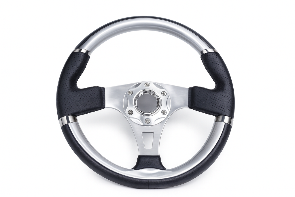 Steering Wheel Leather/Silver 3 Spoke - Kit 360