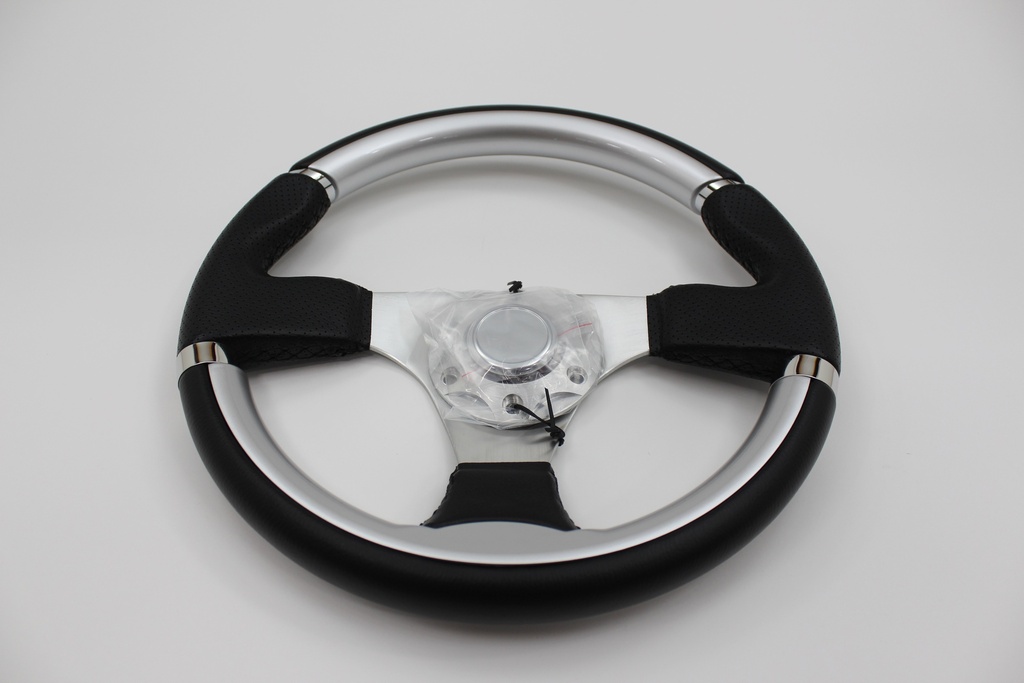 Steering Wheel Leather/Silver 3 Spoke - Kit 360