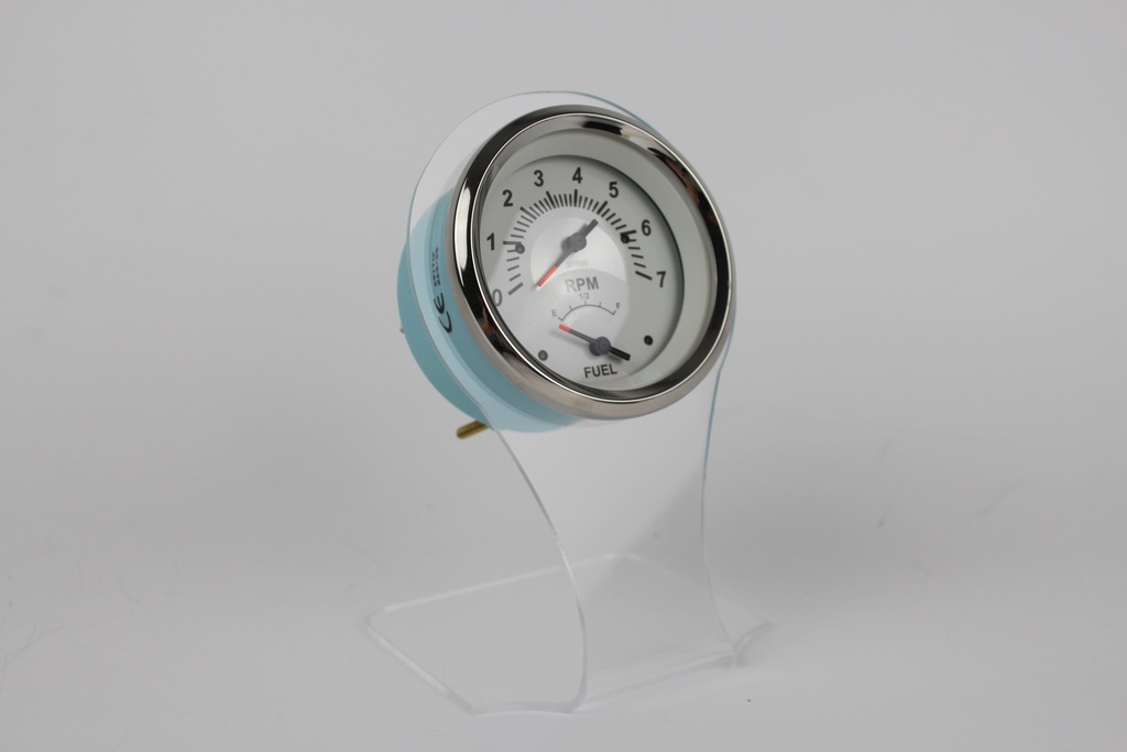 White Sterling Multi-Function 3" 7K Tach, Fuel
