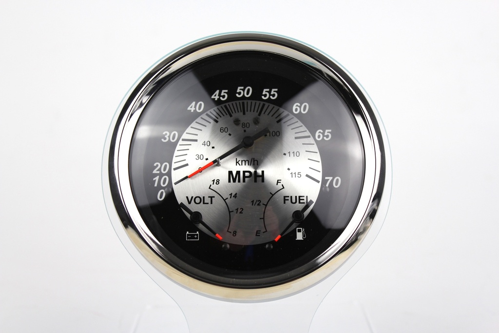 Black Sterling Veethree Marine Multi Function 5" Speedometer, Fuel, Volt 781445PMFB