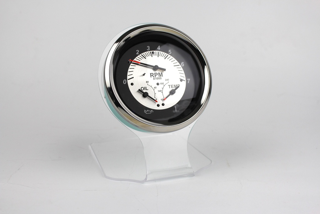 Black Sterling Veethree Marine Multi Function 5" Tach, Oil Pressure, Temp 781446PMFB