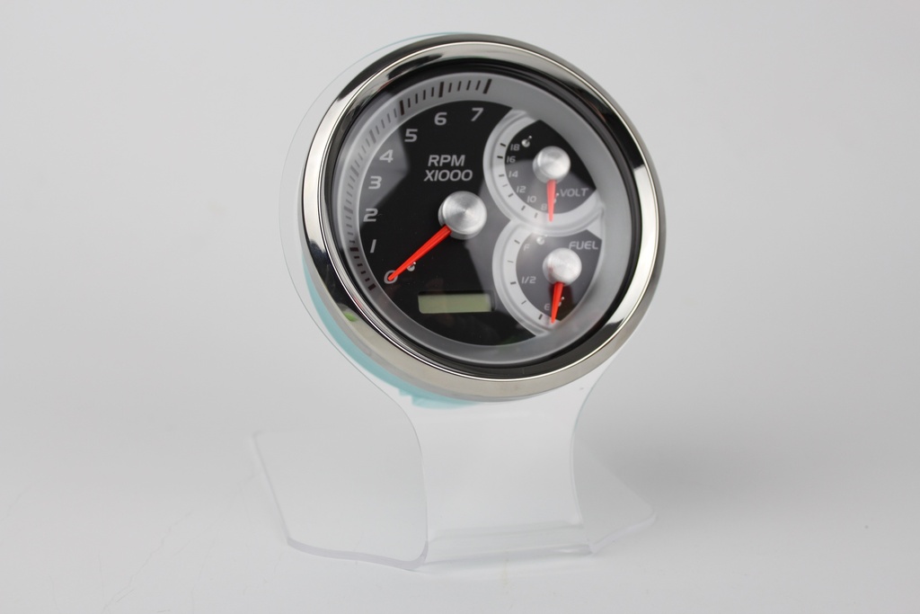 DeepVee Veethree Marinen5" Tachometer with Hourmeter, Fuel, Volt & Wire Harness - KIT