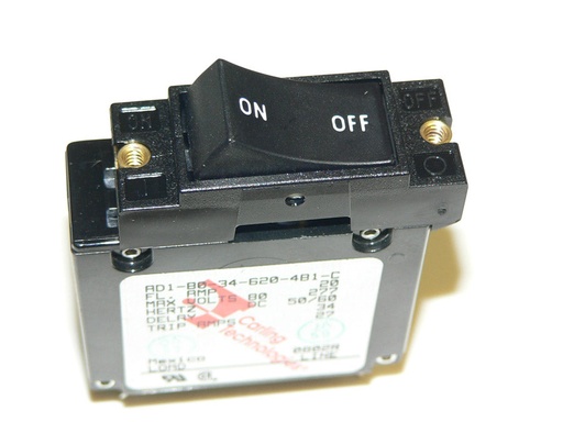 Carling AD1 Circuit Breaker, Rocker Style, WHITE Text Only, Horizontal