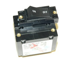 AD2 Series Carling Double pole rocker style circuit breaker, white lettering, horizontal