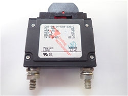 [ELC-004558] Circuit Breaker Red guarded 1/4-20 studs CO1-B0 series. Text and symbols. 50 Amp