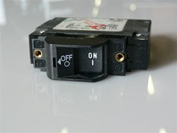 CO1 Carling Guarded Rocker Style Circuit Breaker- WHITE text & Symbols, 1/4-20 studs