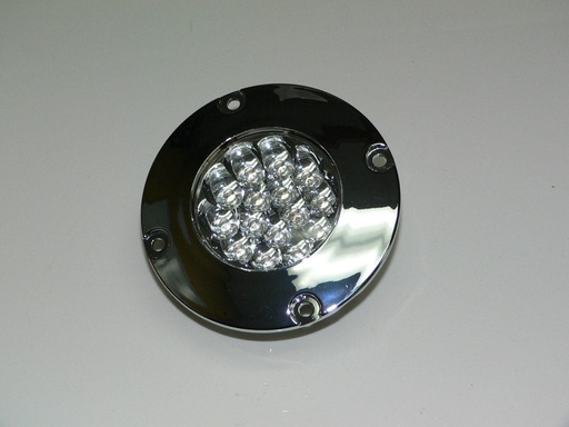 [ELC-006703] Barnegat Flush Mount Light, Chrome housing, Clear lens, White AND Red LED's. QL-CL-CH-LED-WR