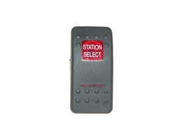 [ELC-008029] C2-T Carling Contura II V series rocker switch actuator - Station Select With Red Box Text and Red Lens