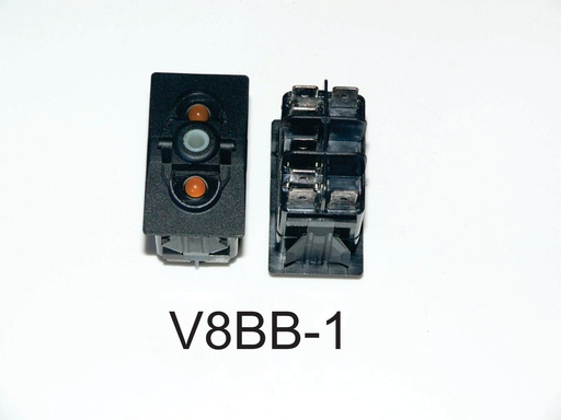 [ELC-009039] V8BB-1 Carling rocker switch  (On)/Off/(On) independent amber lamps