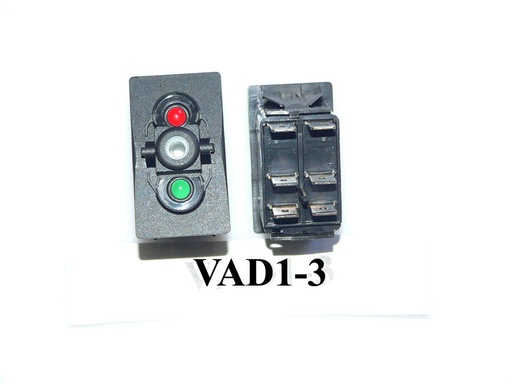 [ELC-009048] VAD1-3 Carling rocker switch  On/Off DP Independent Red and Dependent Green lamps