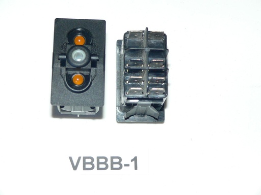 [ELC-009054] VBBB-1 Carling rocker switch (ON)/OFF momentary Double Pole Independent Amber lamps