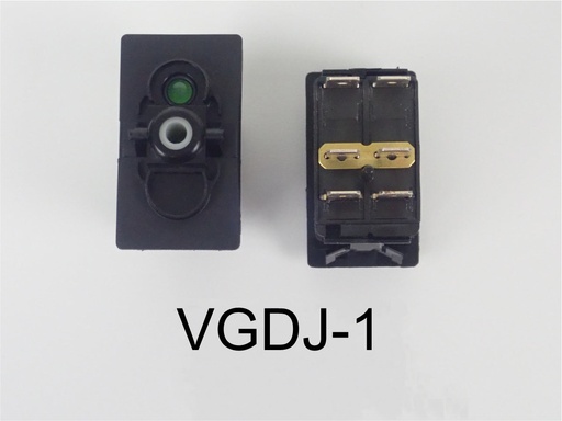 [ELC-009069] VGDJ-1 Carling ON/ON/OFF double pole rocker switch w/independent green lamp, for nav lights.