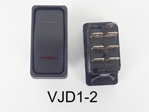 [ELC-009071] VJD1-2 Carling ON/OFF/ON double pole rocker switch with Raised Bracket and two lamps