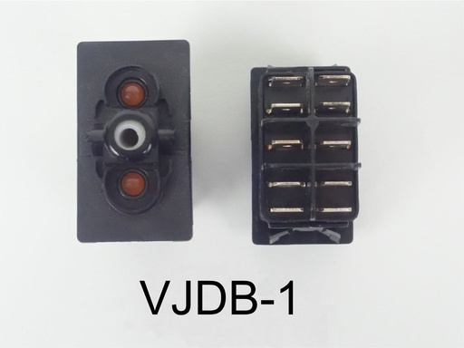 [ELC-009075] VJDB-1Carling ON/OFF/ON double pole rocker switch, 2 Amber LED lamps. 10 terminal