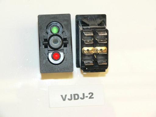 [ELC-009077] VJDJ-2 Carling ON/OFF/ON rocker switch, red and green LED lamps.  w/jumper