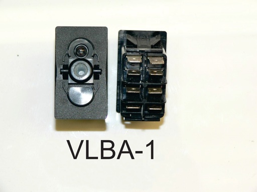 [ELC-009080] VLBA-1 Carling (ON)/OFF/(ON) double pole momentary rocker switch 24V single independent clear lamp. bow thruster