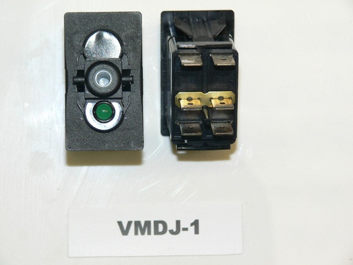 [ELC-009094] VMDJ-1 Carling  OFF/ON/(ON) double pole rocker switch, independent green LED in position #2 ignition, generator start