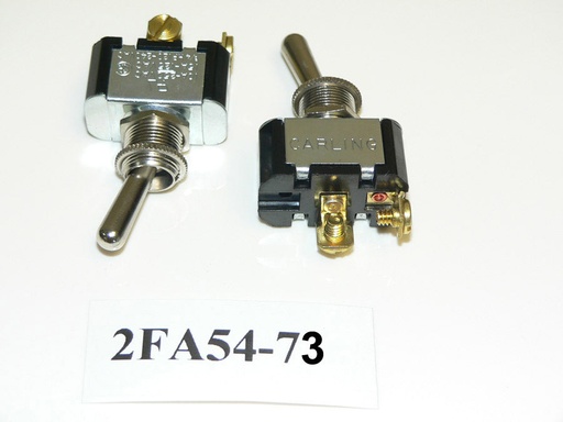 [ELC-012001] ON/OFF Single Pole Chrome Toggle Switch. Old Sea Ray Part # 604645. Carling Part # 2FA54-73. 2 Screw Terminals