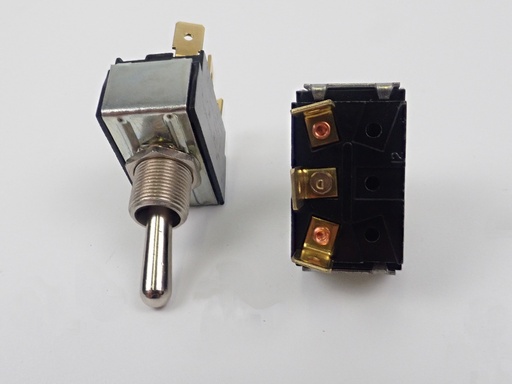 [ELC-012003] ON/ON  Chrome Toggle Switch. Old Sea Ray Part # 568147. Carling Part # 2GB51-78. 3 Spade Terminals.